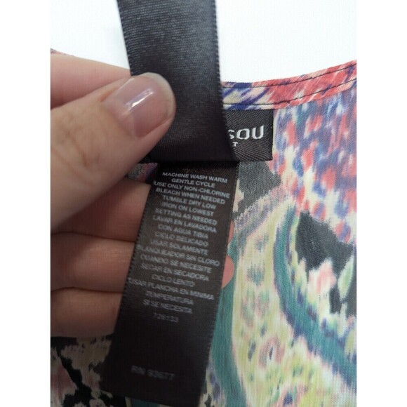 Bisou Bisou Michelle Bohbot Blouse Womens Size XL Multicolor Smocked Sheer Top - Picture 7 of 9